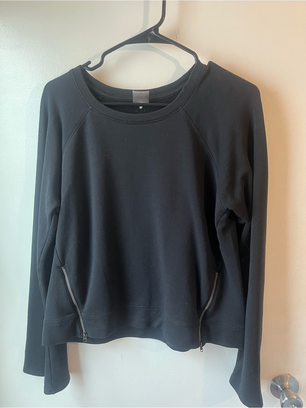 Calla Black Long Sleeve Zip Accent Women's Top